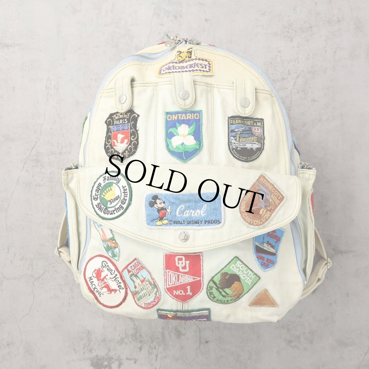 画像1: Liz Claiborne パッチ付き デニムバックパック (1)