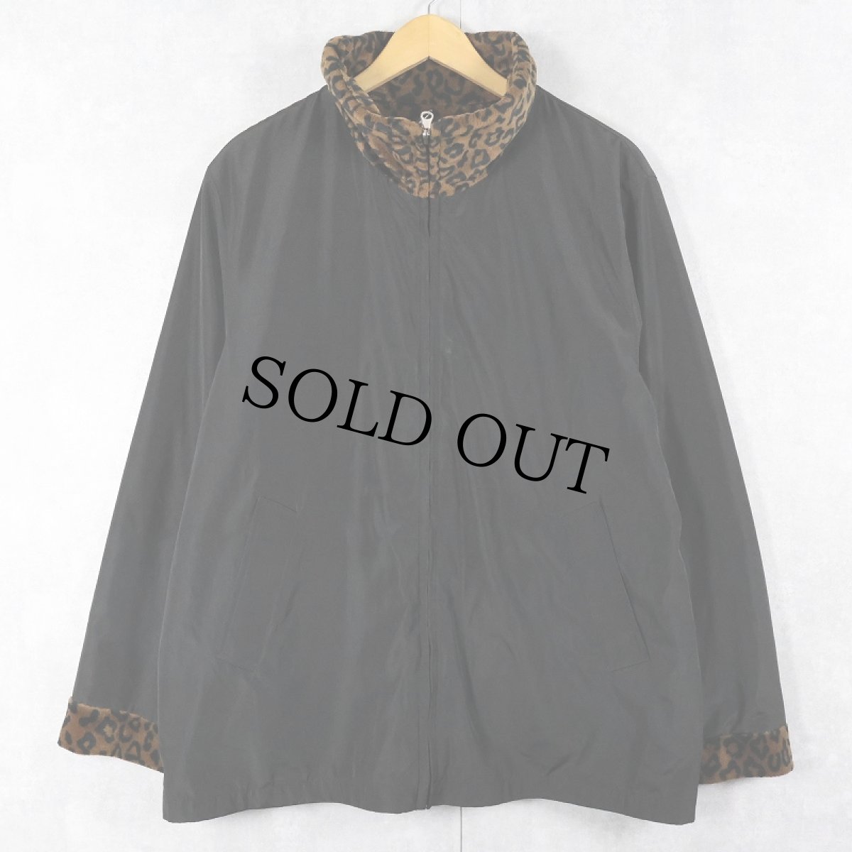 画像2: 80's Marvin Richards レオパード柄 ベロアリバーシブルジャケット XL (2)