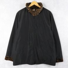 画像2: 80's Marvin Richards レオパード柄 ベロアリバーシブルジャケット XL (2)