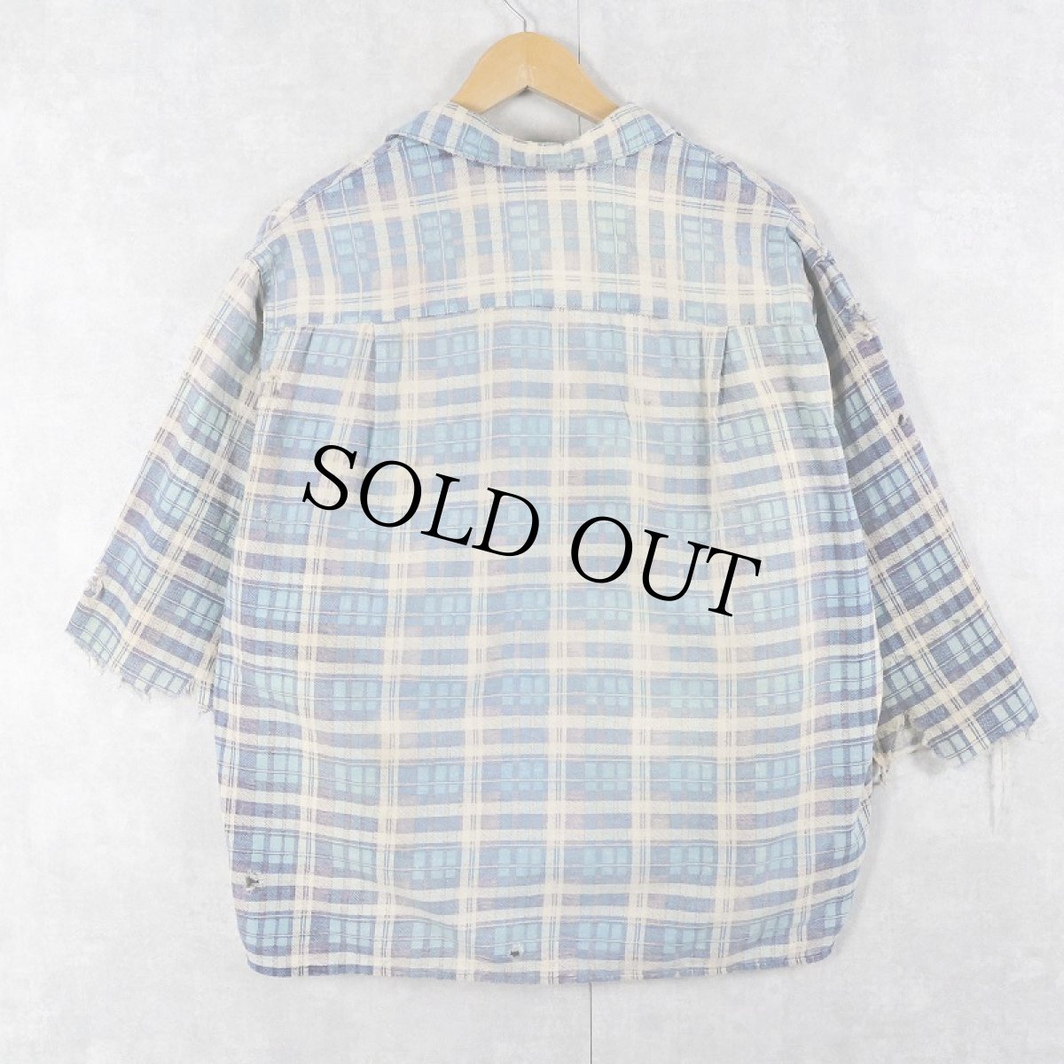 画像2: 60's Sports Wear チェック柄 オープンカラー プリントネルシャツ (2)