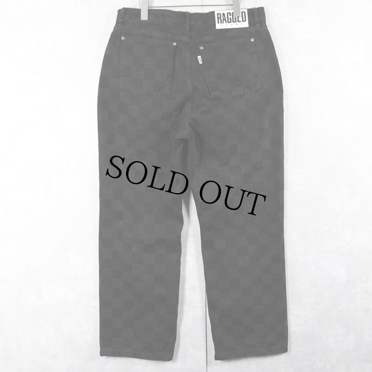 画像2: RAGGED JEANS チェッカー柄 コットンパンツ BLACK W35 (2)