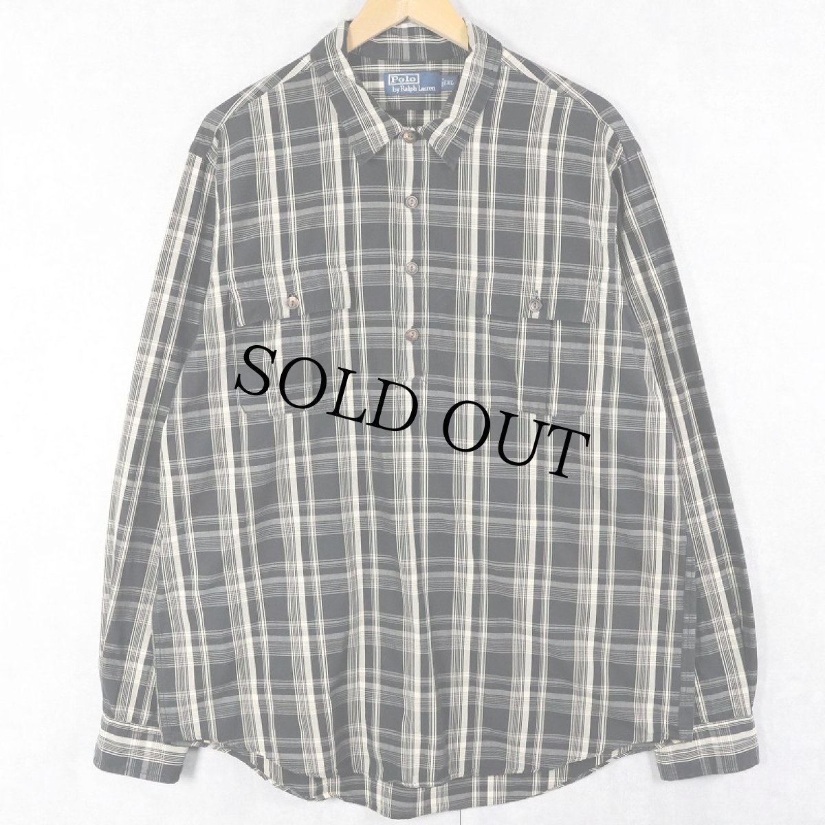 画像1: POLO Ralph Lauren チェック柄 コットンプルオーバーシャツ BLACK XL (1)