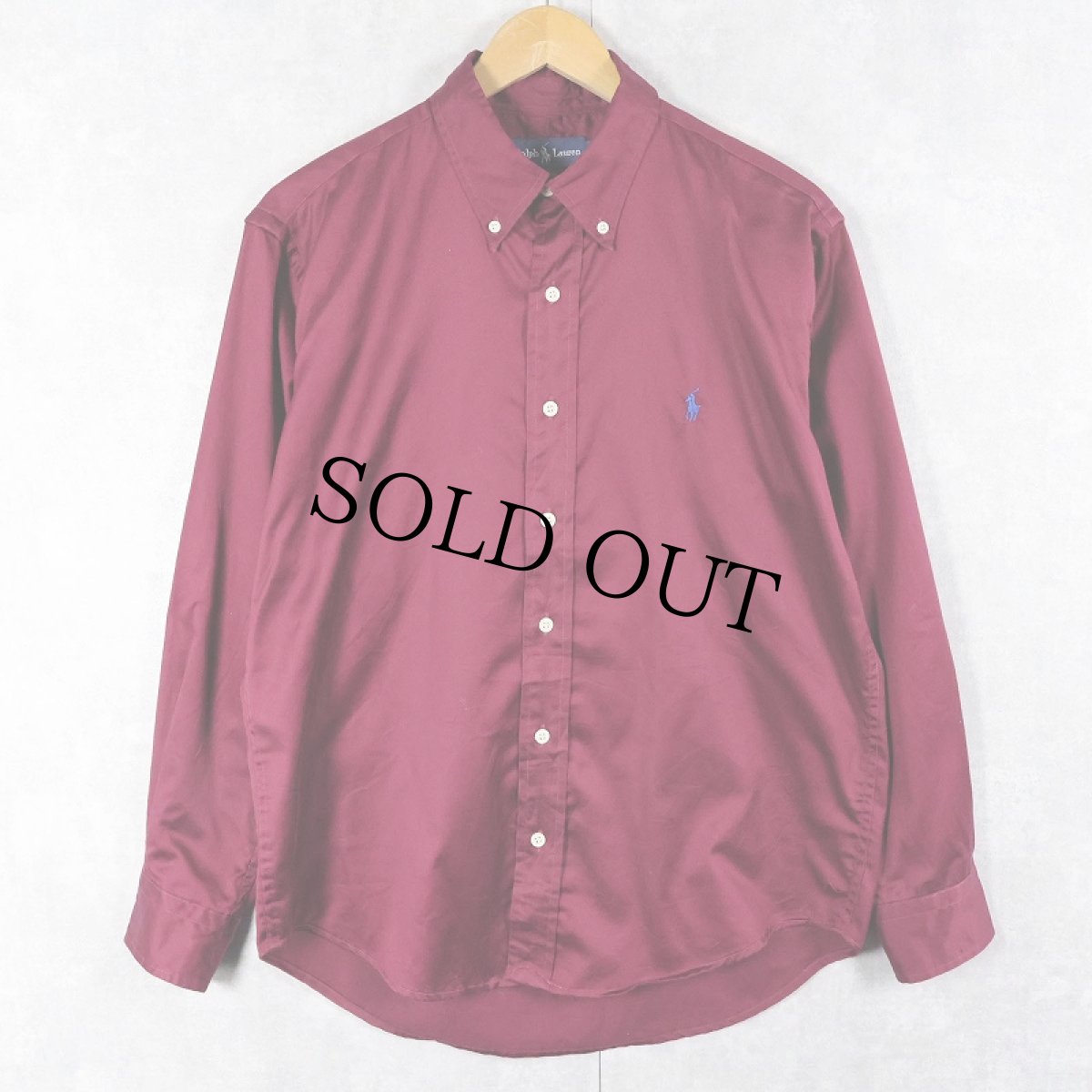 画像1: Ralph Lauren "BLAKE" コットンサテン ボタンダウンシャツ S (1)