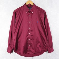 画像1: Ralph Lauren "BLAKE" コットンサテン ボタンダウンシャツ S (1)