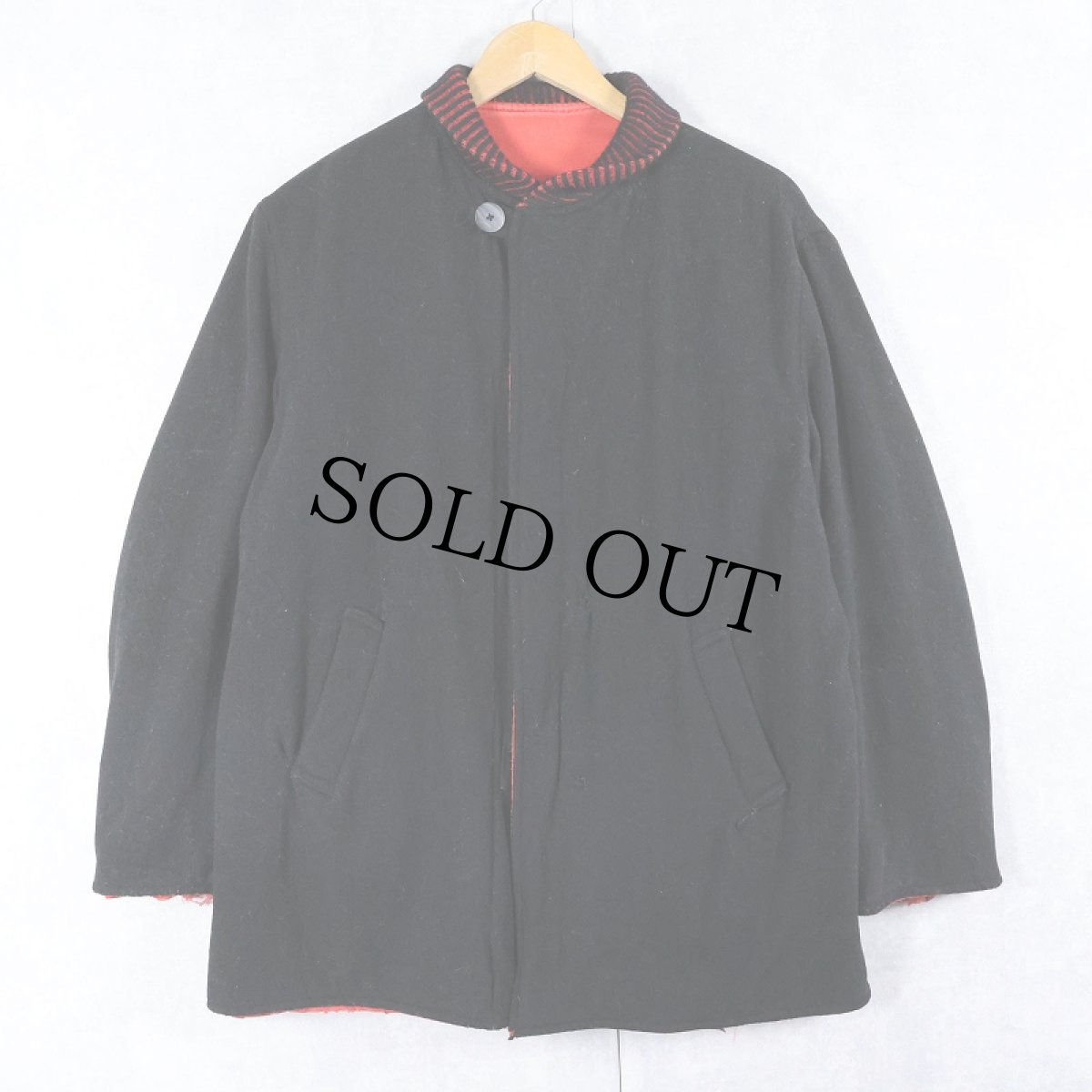 画像1: 60's McGREGOR USA製 "SPORTSWEAR" ウール/コットン リバーシブルジャケット BLACK/RED (1)