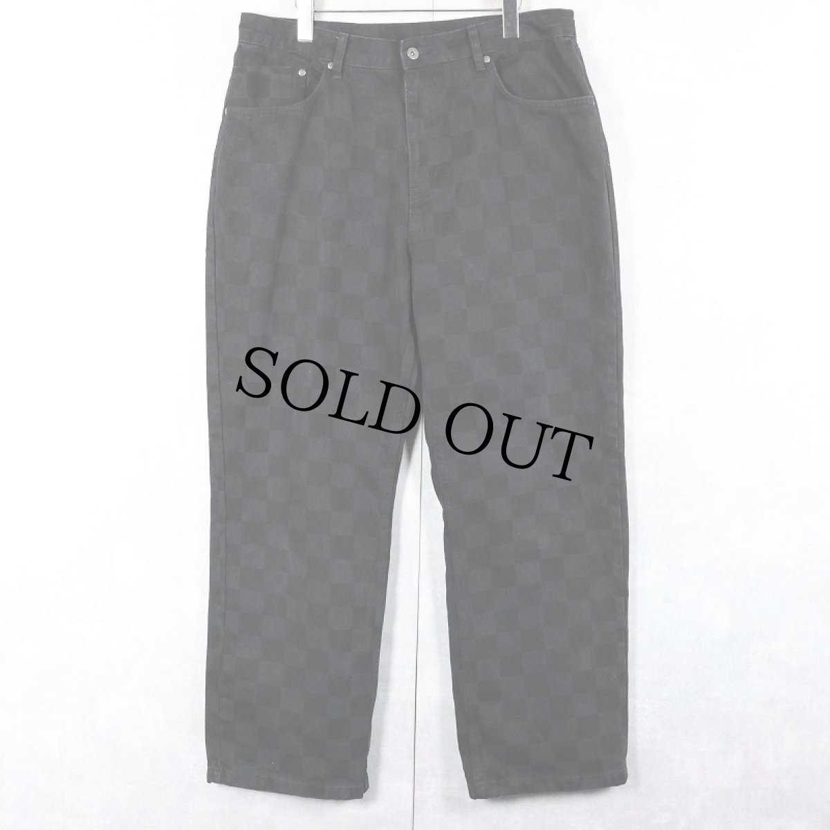 画像1: RAGGED JEANS チェッカー柄 コットンパンツ BLACK W35 (1)