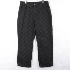 画像1: RAGGED JEANS チェッカー柄 コットンパンツ BLACK W35 (1)