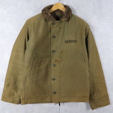 画像1: 40's U.S.NAVY N-1 "初期" ステンシル入り "ピケ" デッキジャケット (1)
