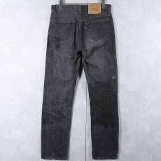 画像2: 80〜90's Levi's 501 USA製 先染め ペンキペイント ブラックデニムパンツ W31 (2)