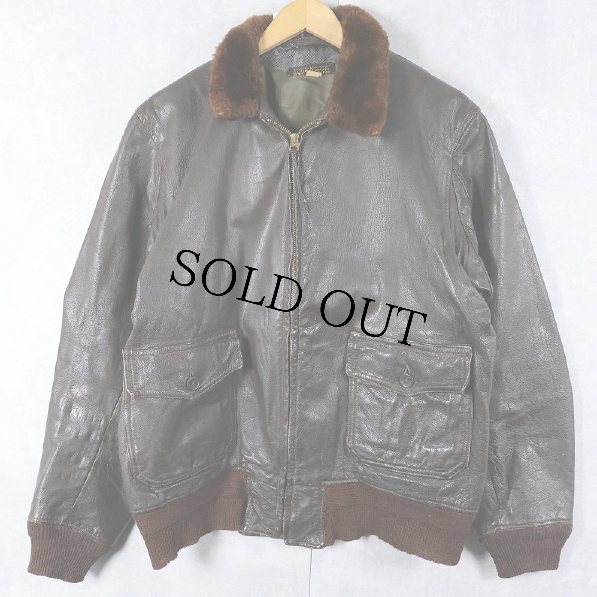 画像1: 〜50's U.S.NAVY G-1 "CIVILIAN MODEL" レザーフライトジャケット SIZE42 (1)