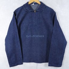 画像1: 40's U.S.NAVY "ステンシル入り" ショールカラー デニムプルオーバージャケット SMALL (1)
