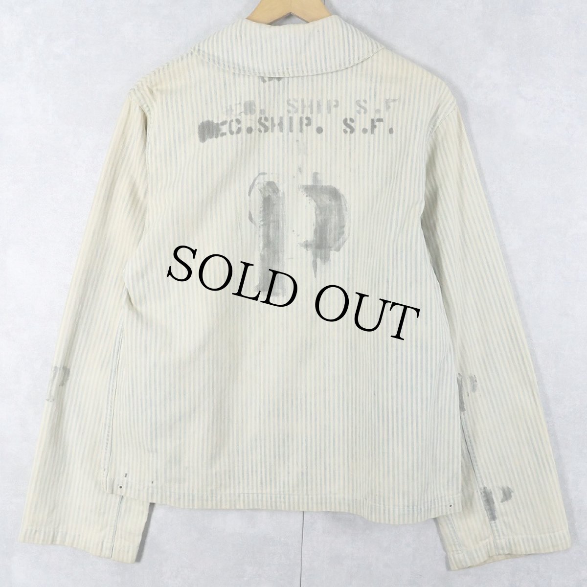 画像2: 40's U.S.NAVY ステンシル入り＆チェンジボタン ショールカラー プリズナーカバーオール (2)