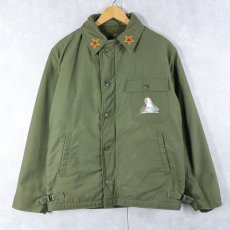 画像2: 80's U.S.NAVY A-2 ペイント デッキジャケット (2)