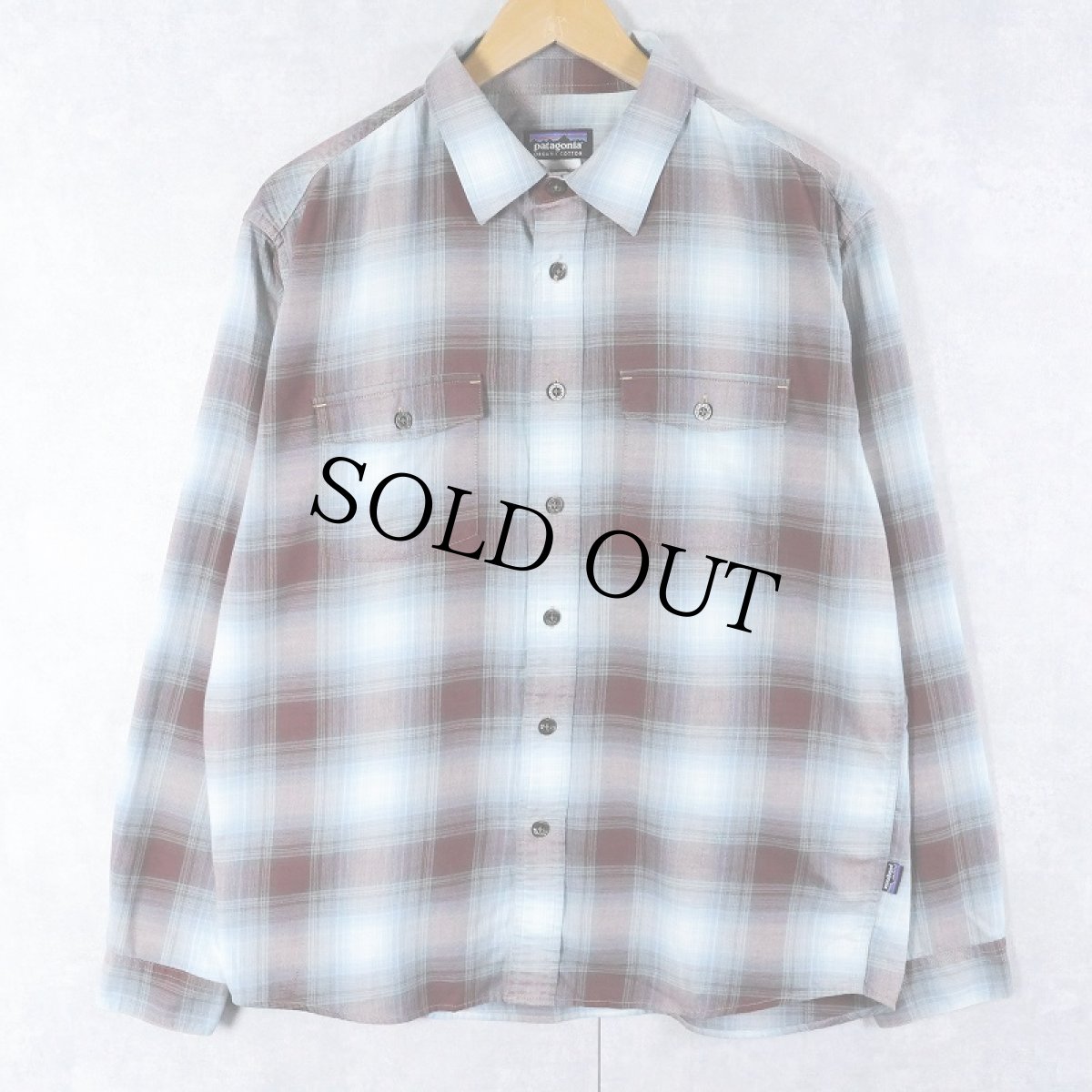 画像1: 2012AW Patagonia "ORGANIC COTTON" オンブレーチェック柄 コットン×ポリエステルシャツ M (1)