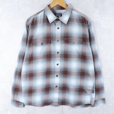 画像1: 2012AW Patagonia "ORGANIC COTTON" オンブレーチェック柄 コットン×ポリエステルシャツ M (1)