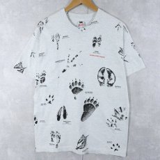 画像1: 90's USA製 "SHORE ACRES RESORT" 足跡プリントTシャツ L (1)