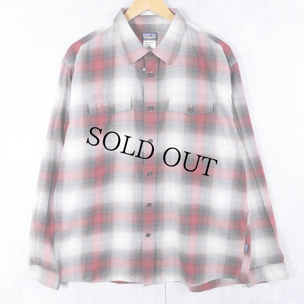 画像1: 2013AW Patagonia "ORGANIC COTTON" オンブレーチェック柄 コットン×ポリエステルシャツ L (1)