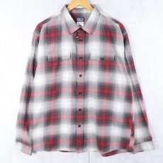 画像1: 2013AW Patagonia "ORGANIC COTTON" オンブレーチェック柄 コットン×ポリエステルシャツ L (1)