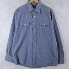 画像1: Cellini Collection シャンブレーワークシャツ L (1)