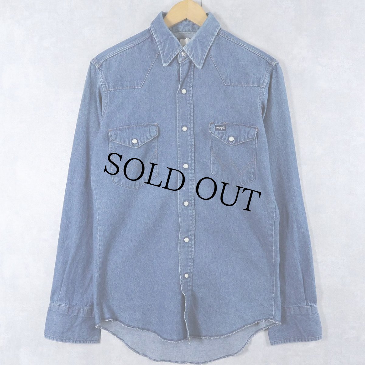 画像1: 80's Wrangler USA製 デニムウエスタンシャツ SIZE15-34 (1)