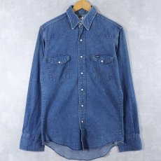 画像1: 80's Wrangler USA製 デニムウエスタンシャツ SIZE15-34 (1)