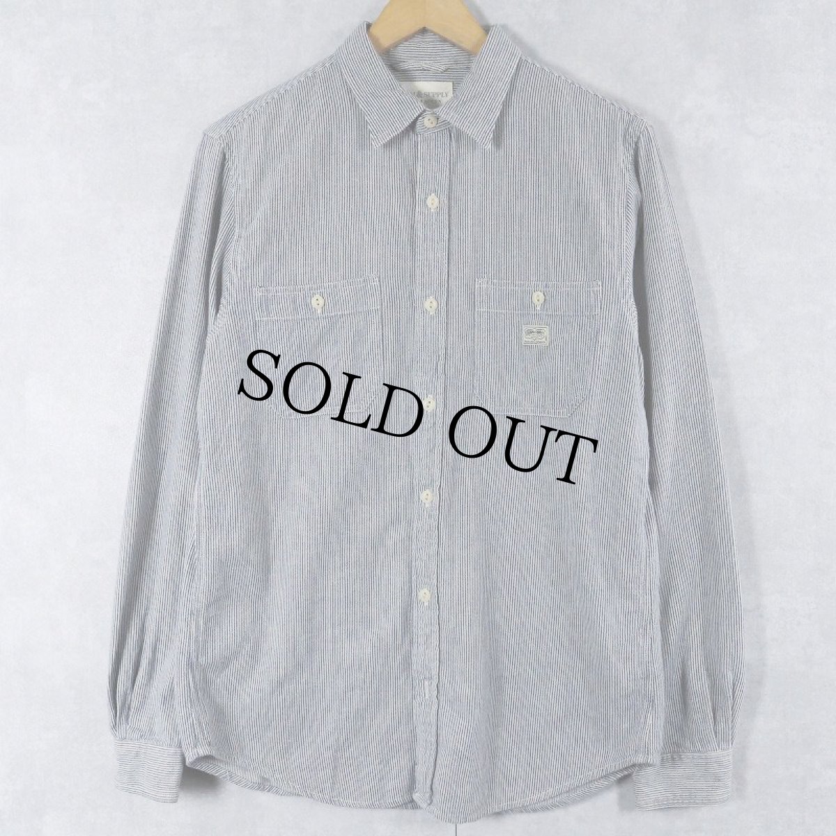 画像1: Ralph Lauren DENIM&SUPPLY ヒッコリーストライブ コットンシャツ M (1)
