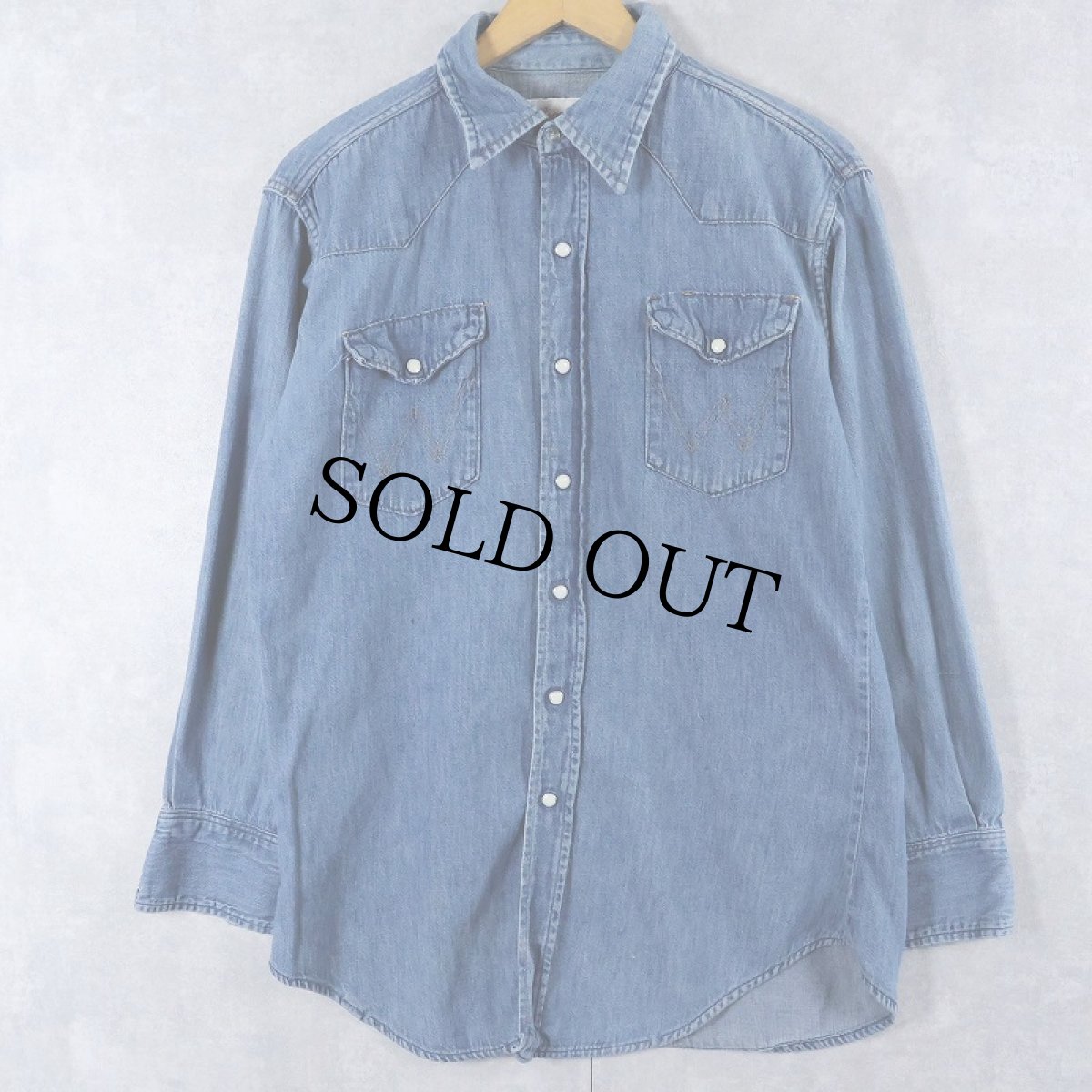 画像1: 70's Wrangler デニムウエスタンシャツ SIZE16-33 (1)