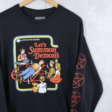 画像1: Steven Rhodes "Let's Summon Demons" イラストプリントロンT BLACK L (1)
