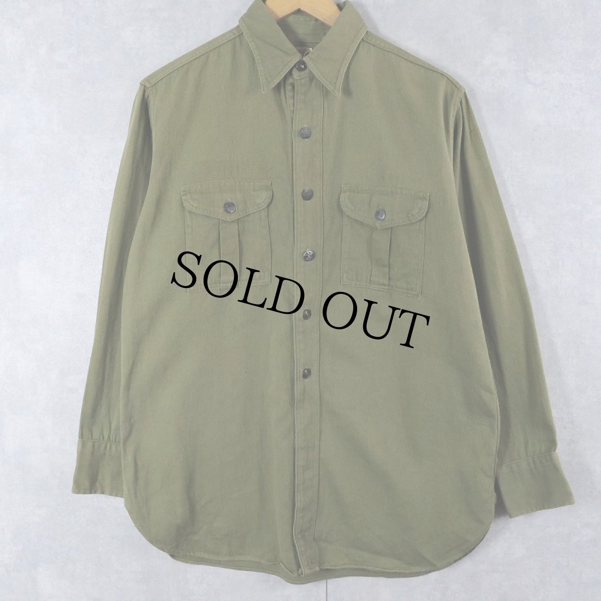 画像1: 50's BOY SCOUTS OF AMERICA マチ付き コットンツイルシャツ (1)