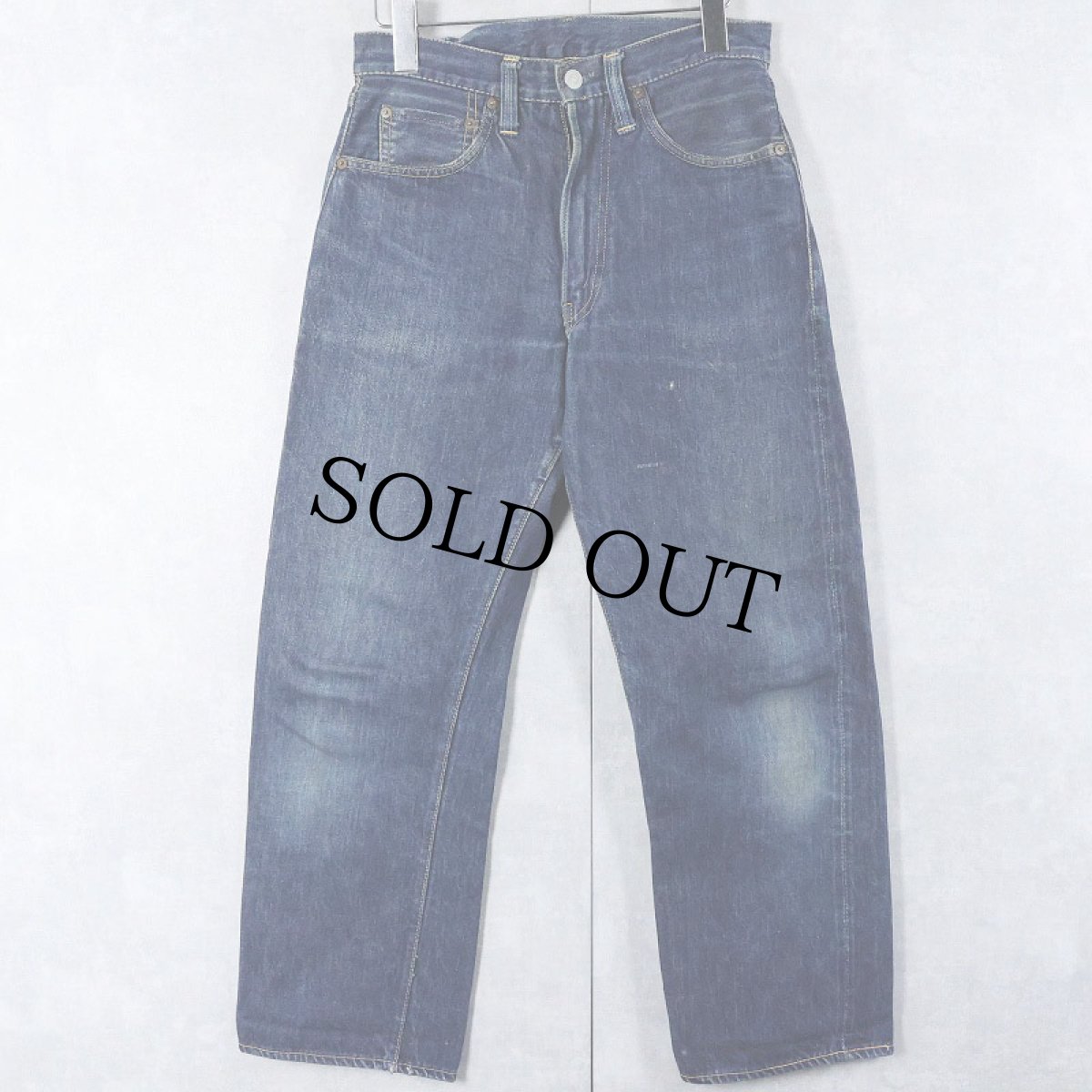 画像2: 50's LEVI'S 501ZXX BIGE "ビーフジャーキー" 革パッチ 両面タブ デニムパンツ W28 (2)