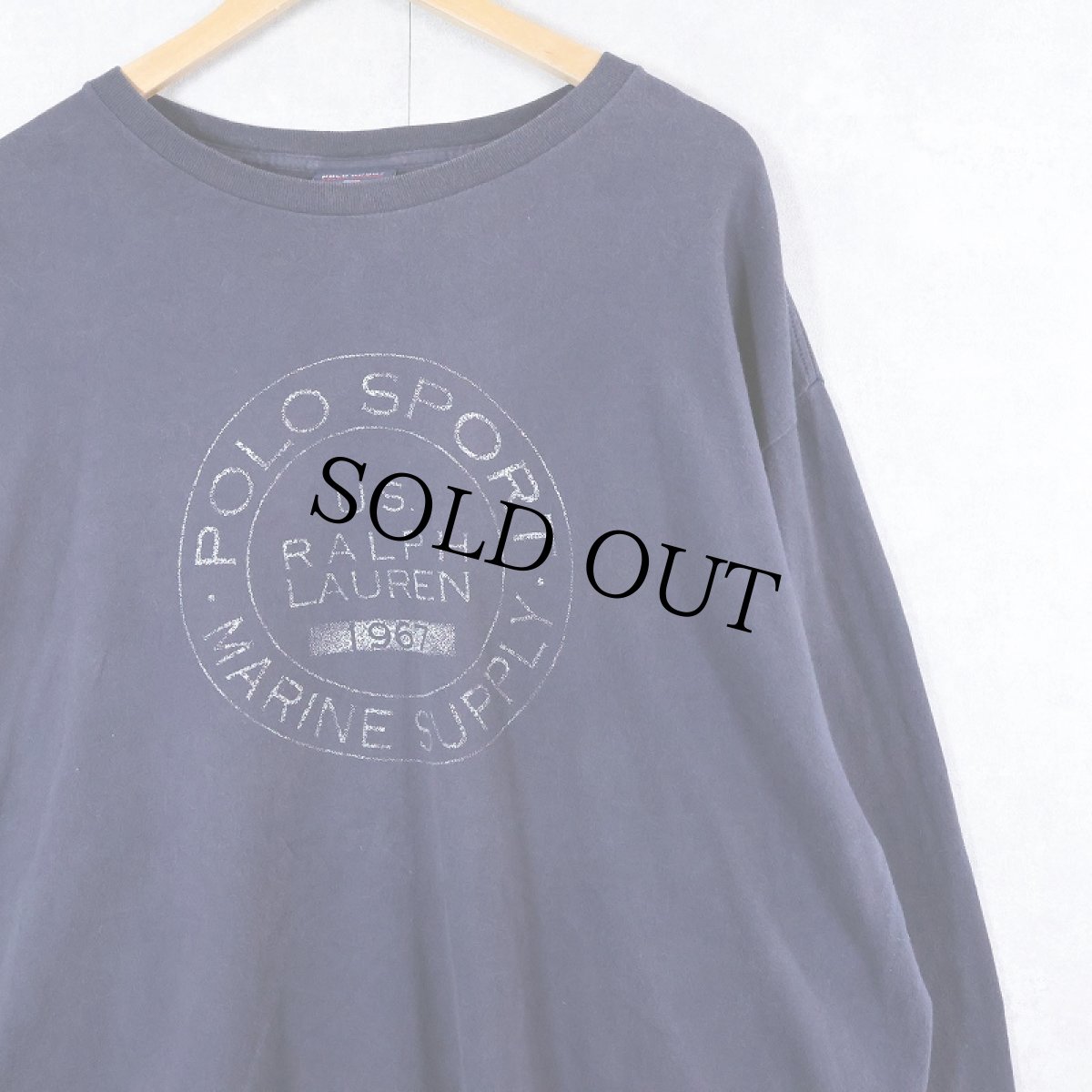 画像1: 90's POLO SPORT Ralph Lauren USA製 プリントロンT NAVY XXL (1)