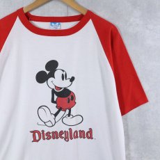 画像1: 80〜90's Disney MICKEY MOUSE USA製 白靴ミッキー キャラクタープリントラグランTシャツ XL (1)