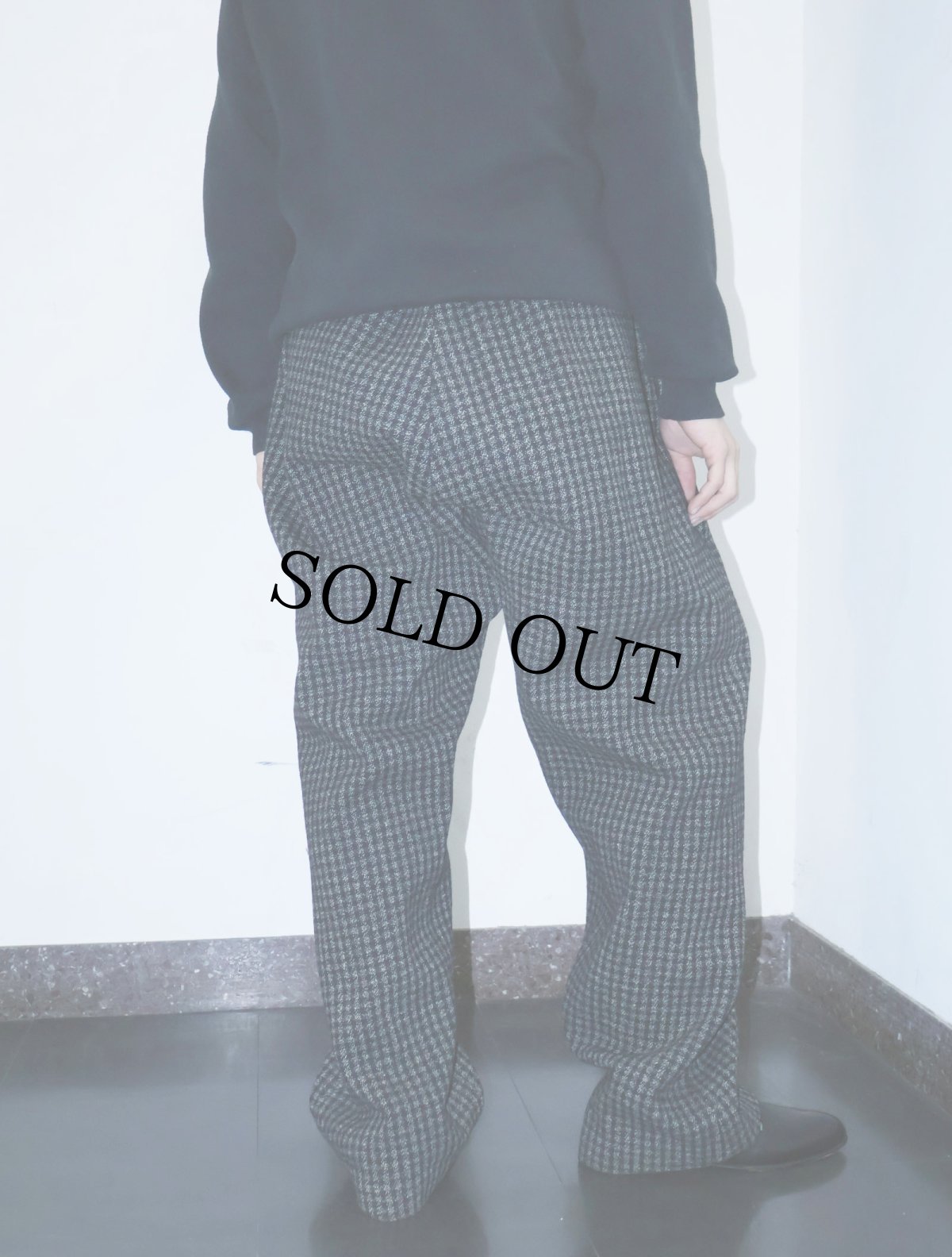 画像2: 50〜60's チェック柄 ウールスラックス W39 (2)