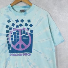 画像1: 90's "PEACE BY PIECE" ピースマーク タイダイプリントTシャツ XL (1)