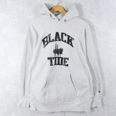 画像1: 90's Champion REVERSE WEAVE USA製 "BLACK TIDE" プリントスウェットフーディー XL (1)