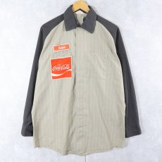 画像1: 70's Unitog USA製 "Coca-Cola" ワッペン付き ストライプ柄ワークシャツ　SIZE16-16 1/2  (1)