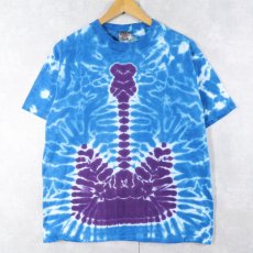 画像1: 90's USA製 ギター柄 タイダイ染めTシャツ L (1)