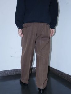 画像2: 50's 2タック ウールスラックス BROWN W34 (2)