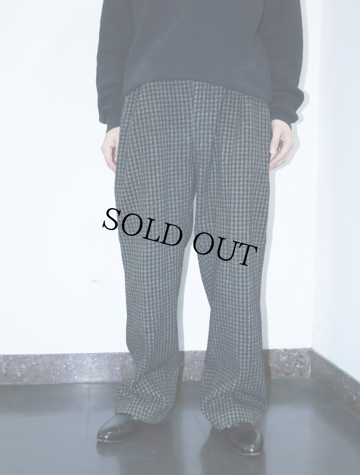 画像1: 50〜60's チェック柄 ウールスラックス W39 (1)