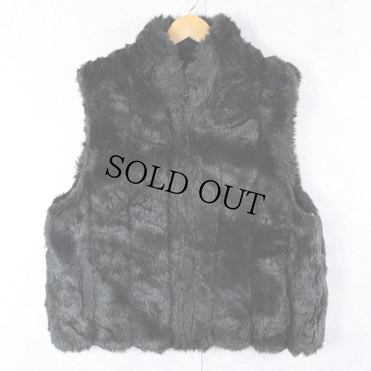 画像1: COACO リバーシブル フェイクファーベスト BLACK L (1)