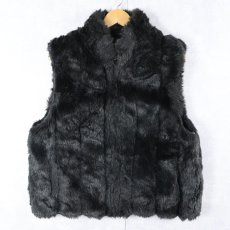 画像1: COACO リバーシブル フェイクファーベスト BLACK L (1)