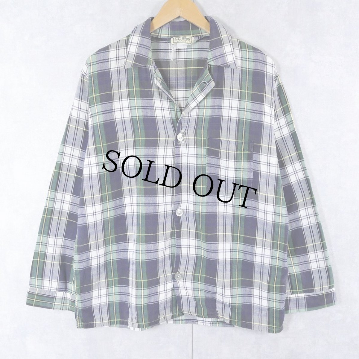 画像1: 80〜90's L.L.Bean USA製 チェック柄 コットンパジャマシャツ (1)