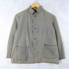 画像1: 〜30's ストライプ柄 ドーナツボタン カバーオール BLACK (1)