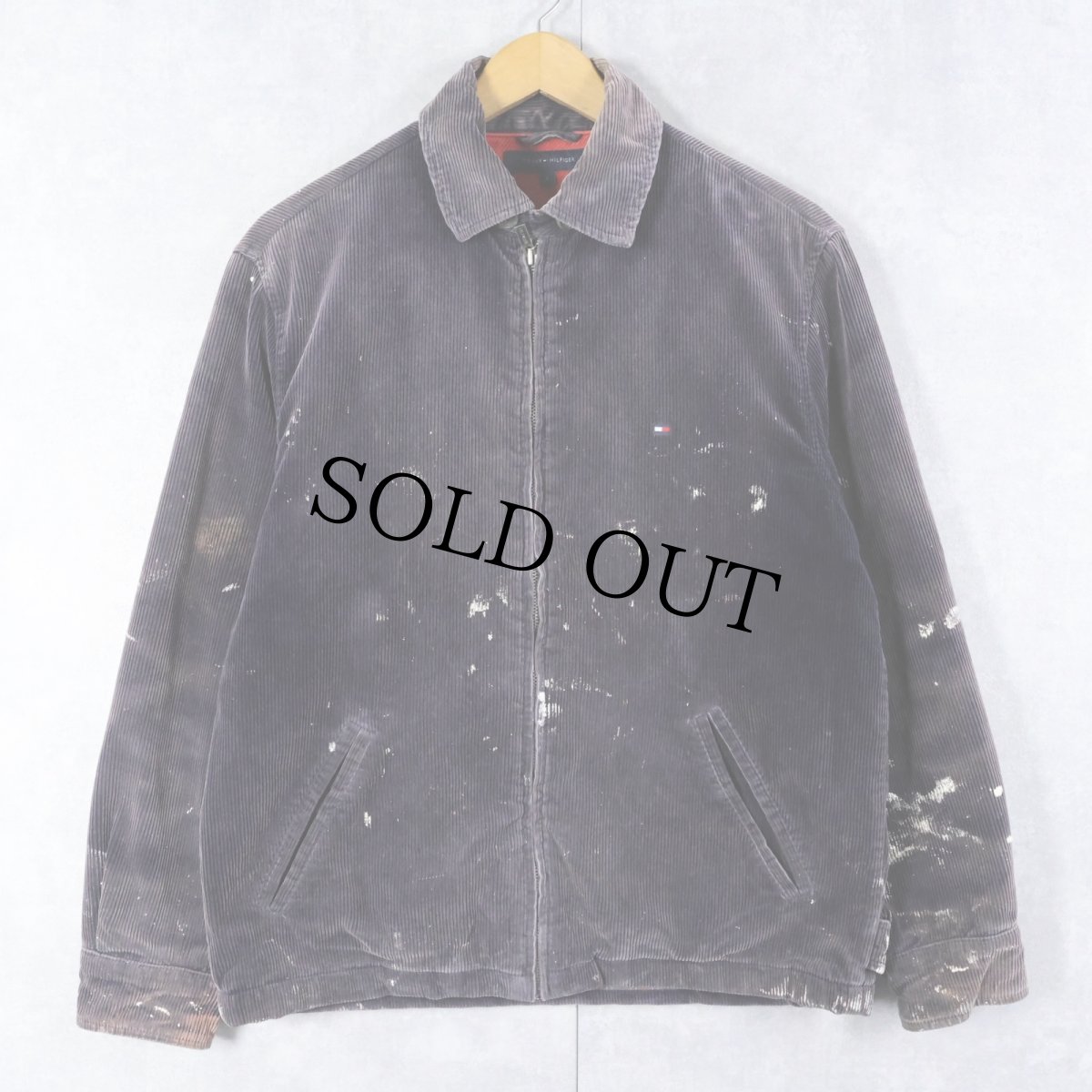 画像1: TOMMY HILFIGER ペンキペイント コーデュロイスイングトップ NAVY S (1)