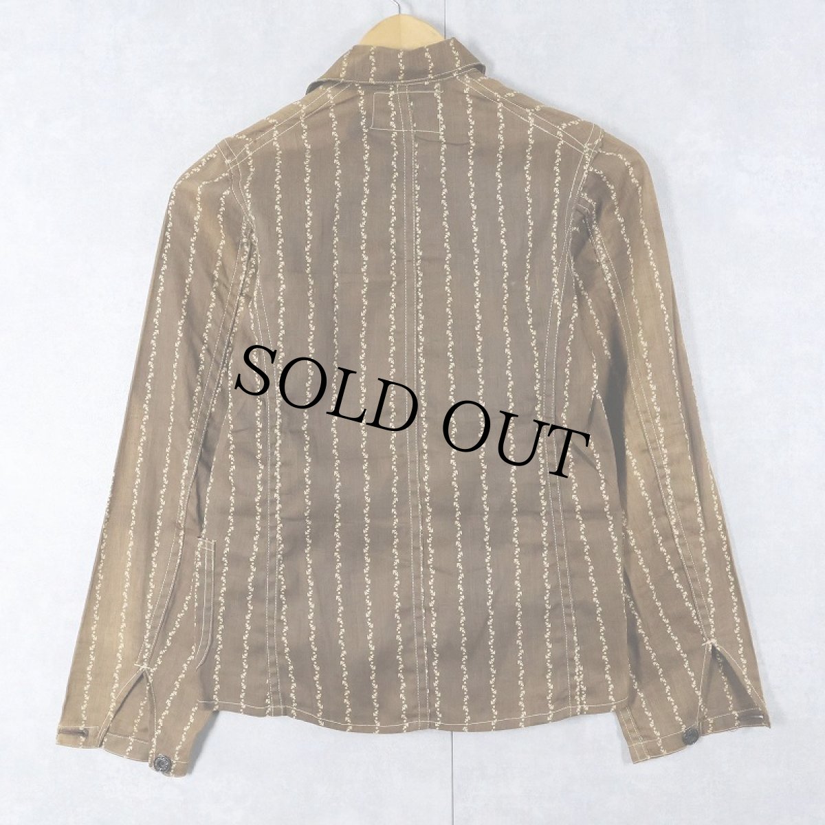 画像2: 〜30's Glover アンカー柄 ブラウンワバッシュストライプ ワークジャケット YOUTH SIZE30 (2)
