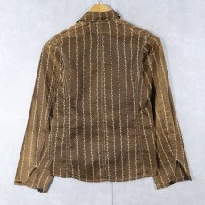 画像2: 〜30's Glover アンカー柄 ブラウンワバッシュストライプ ワークジャケット YOUTH SIZE30 (2)