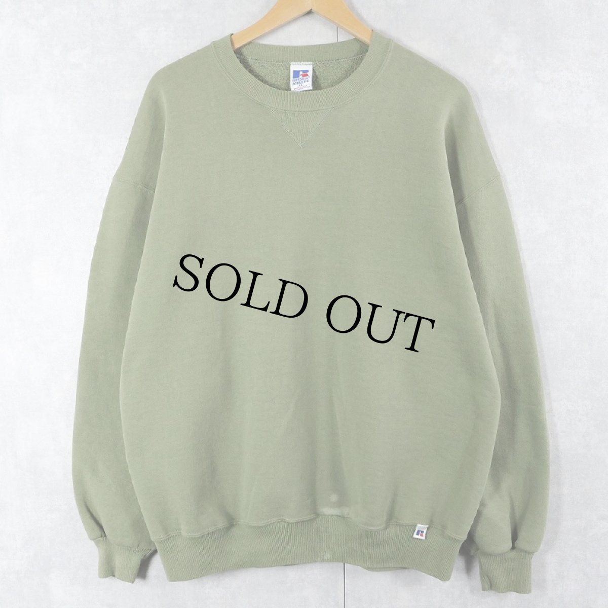 画像1: 90's RUSSELL ATHLETIC USA製 前V 無地スウェット XL (1)