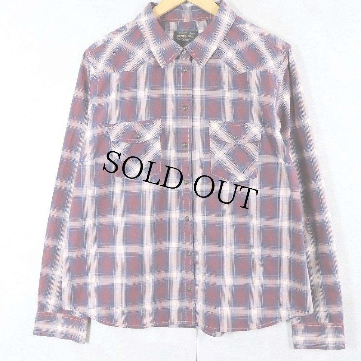 画像1: PENDLETON オンブレーチェック柄 コットン×ポリエステル ウエスタンシャツ XL (1)