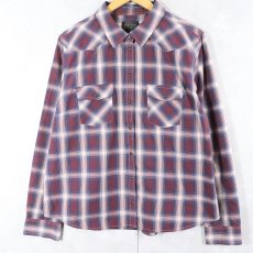 画像1: PENDLETON オンブレーチェック柄 コットン×ポリエステル ウエスタンシャツ XL (1)