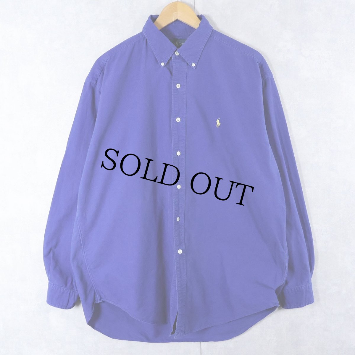 画像2: Ralph Lauren "BLAKE" ロゴ刺繍 コットンボタンダウンシャツ L (2)